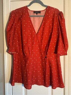 Plus-Size Eloquii Red Polka Dot Wrap Top / Retro Chic / Size 18
